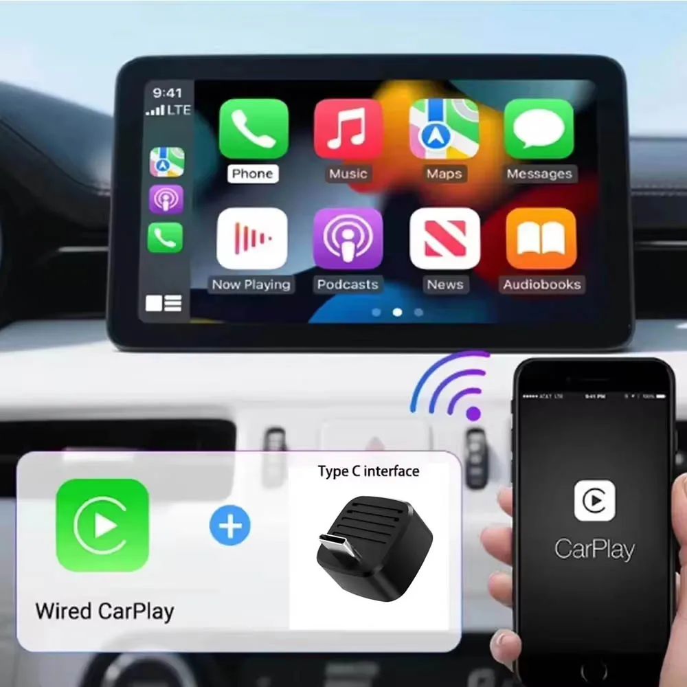 Skilldrive 2026 ワイヤレスCarPlay Android Auto ウルトラミニアダプター AIスマートボックス インテリジェントシステム USB C 有線CarPlay対応車用