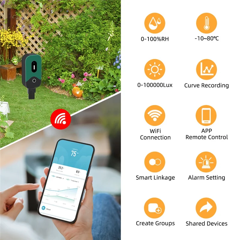 A74E-Zigbee Tuya Тестер почвы Измеритель температуры и влажности почвы солнечного света для посадки, садоводства, теплицы
