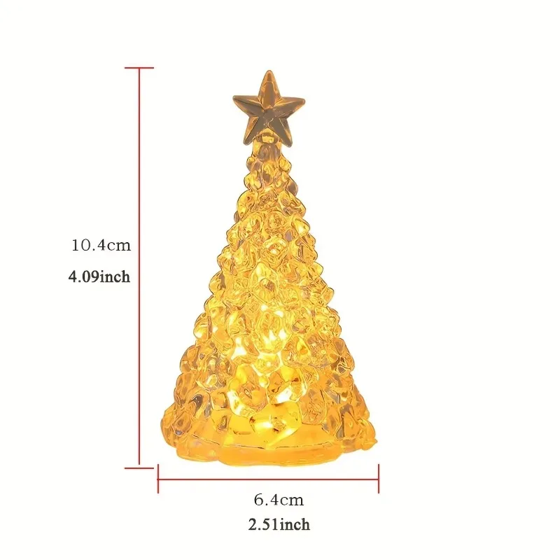 LED Crystal Christmas Tree Light Battery Powered Star Night Light For Bedroom Living Room Table Decoration Christmas Party Gift