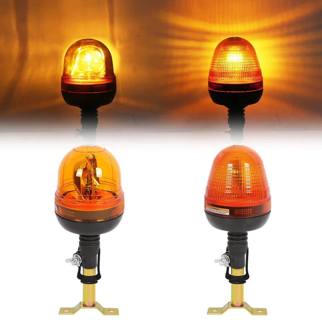 For Truck Agriculture Halogen Strobe Light Beacon Lamp Flashing Warning Vehicle Emergency  Security Alarm 12V Yellow Waterproof