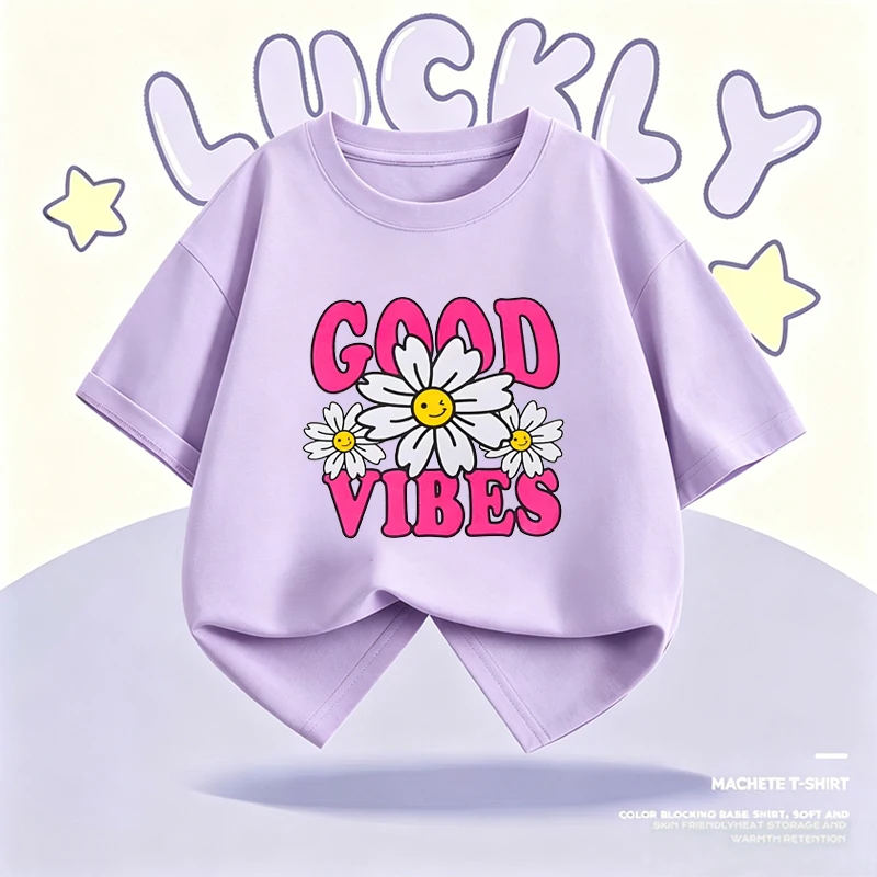 

Summer Children's Cartoon Floral Printing Comfortable All-match Basic T-shirt Pullover Short Sleeve Baby Kid's Looses Tees Tops