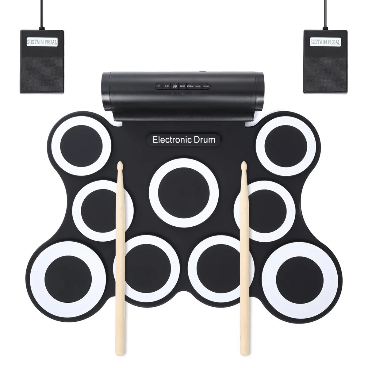 Portable Electronic Drum Set, Kids Beginner Jazz Drums, Home Practice Kit, Entry Level Percussion Instrument