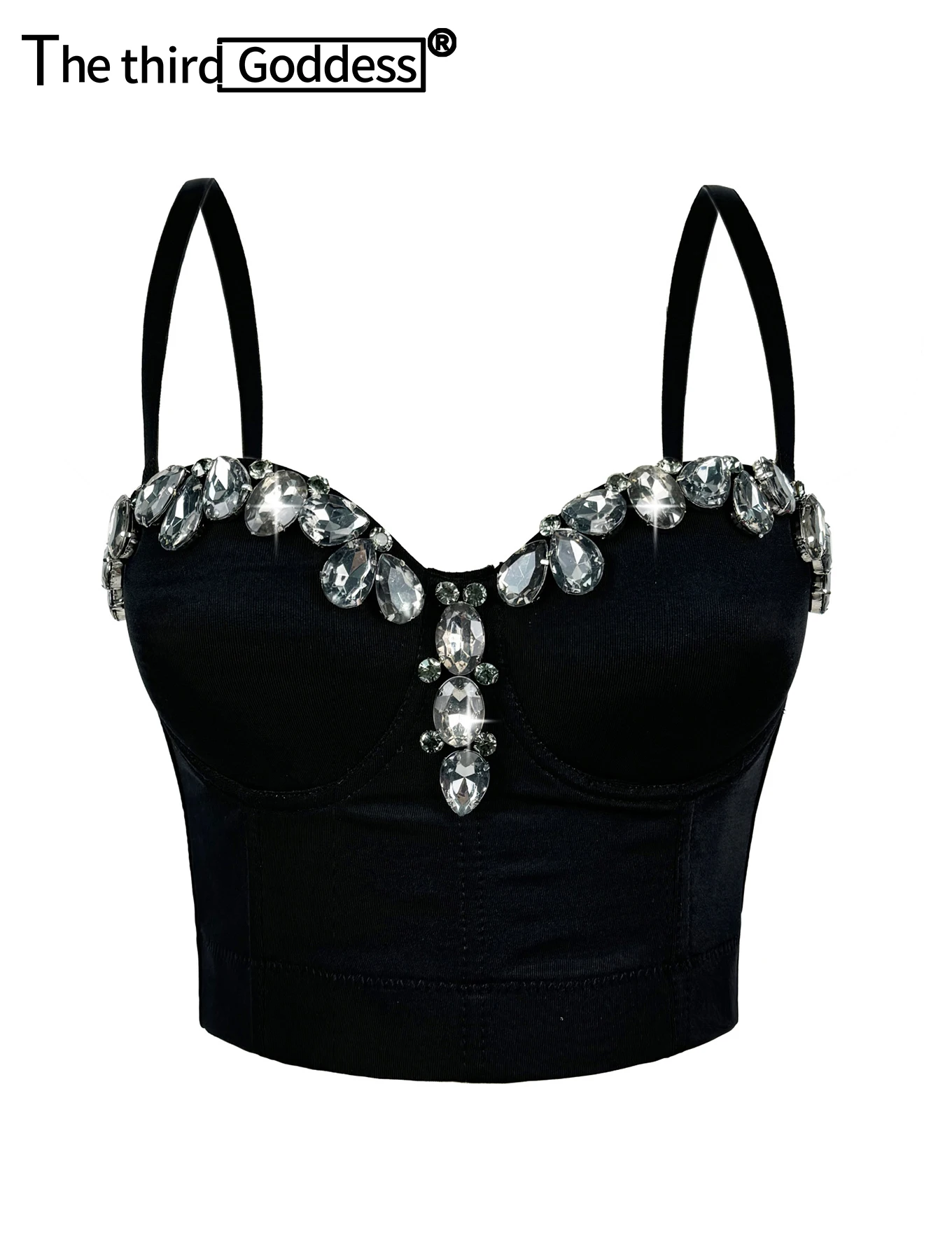 Sexy Halter Rhinestone Corset Crop Top Women Summer Night Club Party Tops for Woman Clothes Cropped Tank Top Hotwife Streetwear image 3