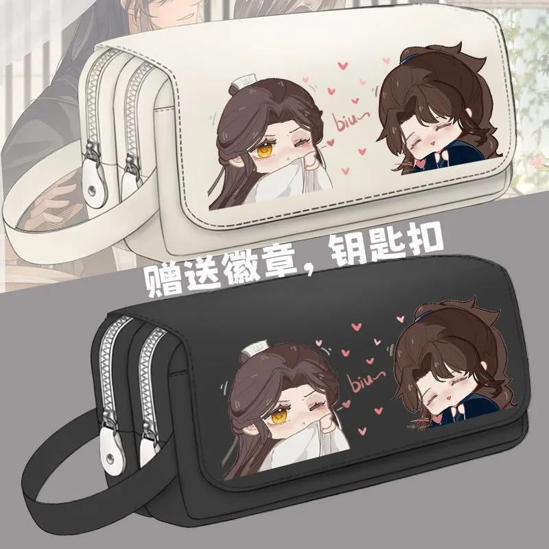 Anime The Husky and His White Cat Shizun Chu Wanning Mo Ran Cartoon Oxford Cloth estudiante Flip Pen Bag Pencil Case Stationery