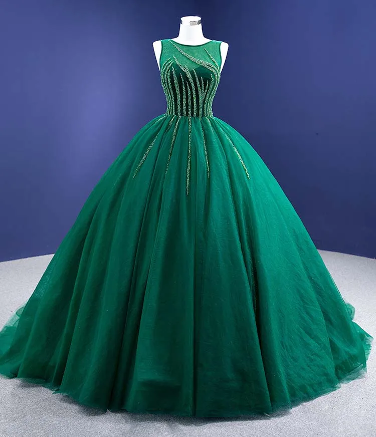 Verde inchado quinceanera vestidos de baile scoop até o chão tule frisado mexicano doce 16 vestidos 15 anos