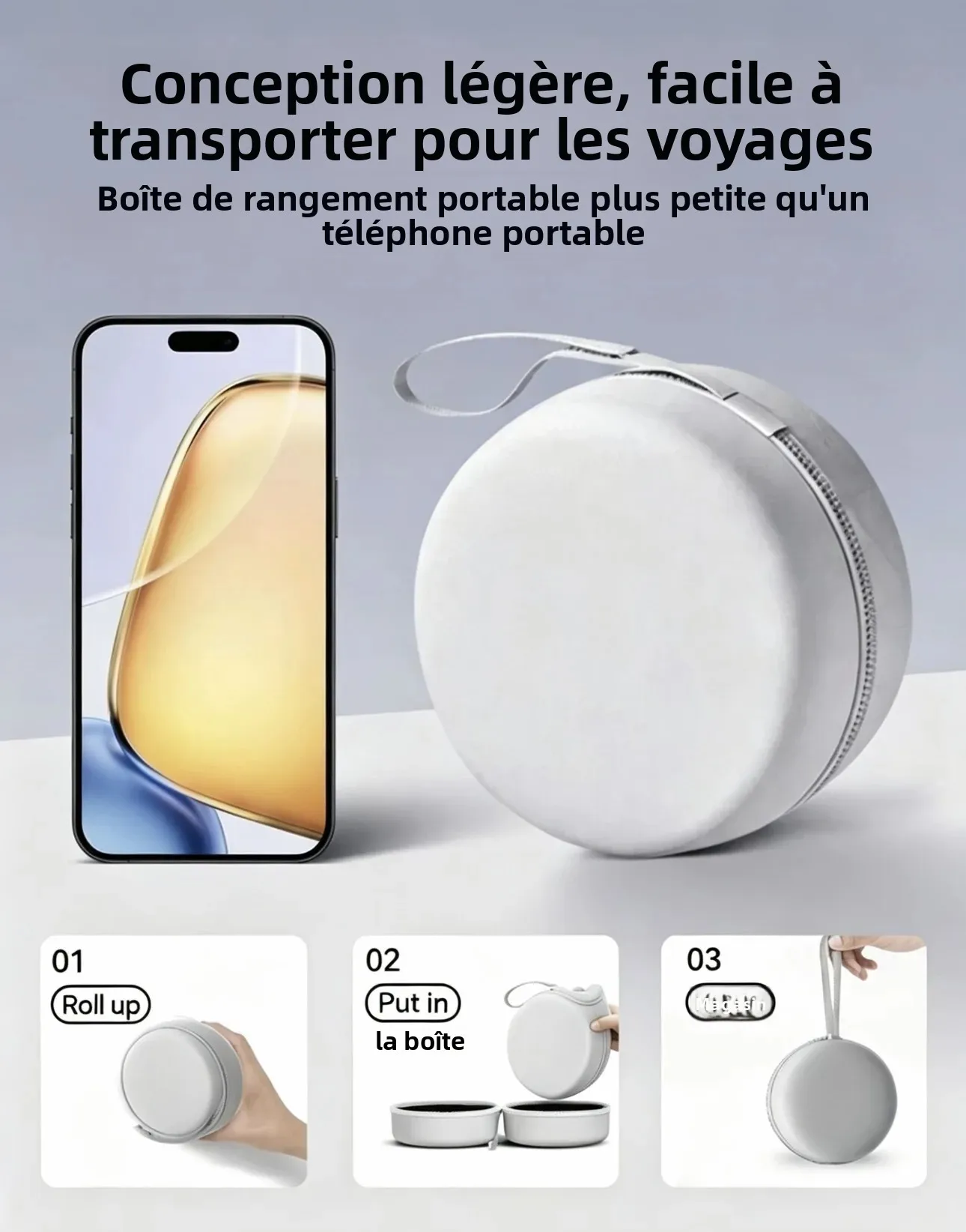 Coussin de voyage en mousse à mémoire de forme en U avec bouton-pression pour le confort en avion