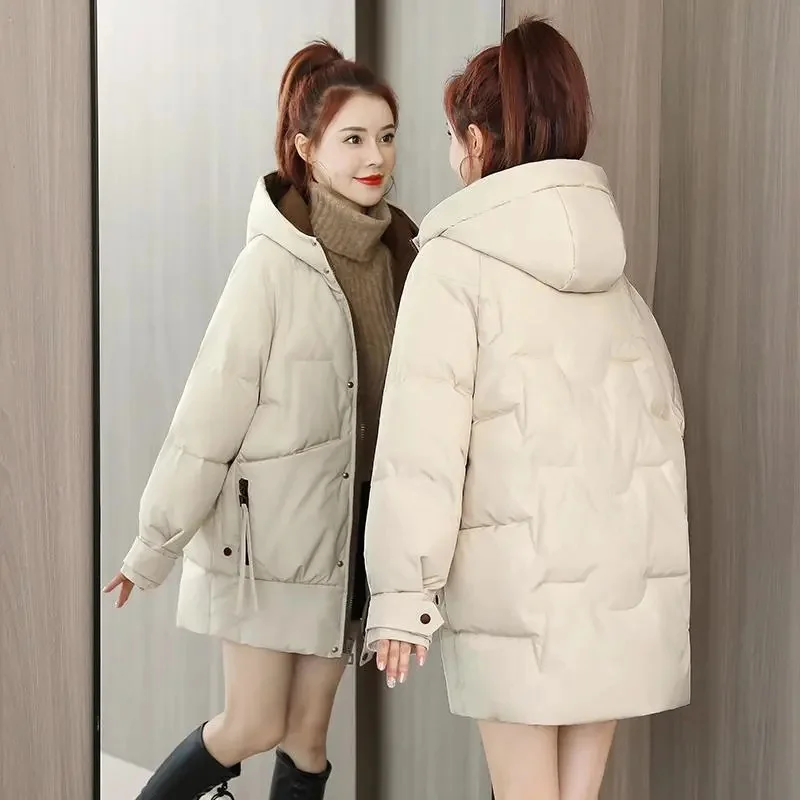 Manteau Parka d'hiver pour femmes, Styles moyens et longs, vêtements d'extérieur pour dames, mode confortable et polyvalente, veste en duvet de coton pour dames, 2025