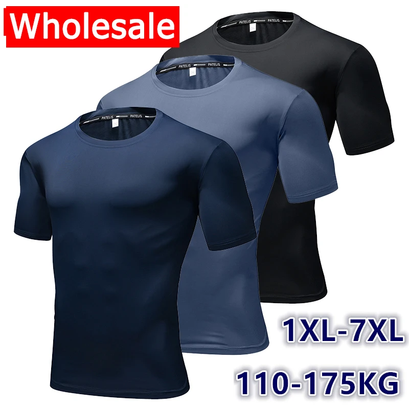 

Wholesale Drop-Ship Sport T-shirt for Men Big Size 6XL 7XL Fitness Quick Drying Running Tees Summer Short Sleeve Tops 110-175kg