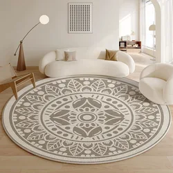 Modern Light Luxury Round Living Room Large Carpets Creative Line Flower Pattern Decorative Carpet Comfortable Short Plush Rugs