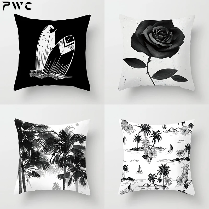 45X45CM ins Nordic modern simple black and white wind pillowcase sofa office seat car cushion cover home decoration