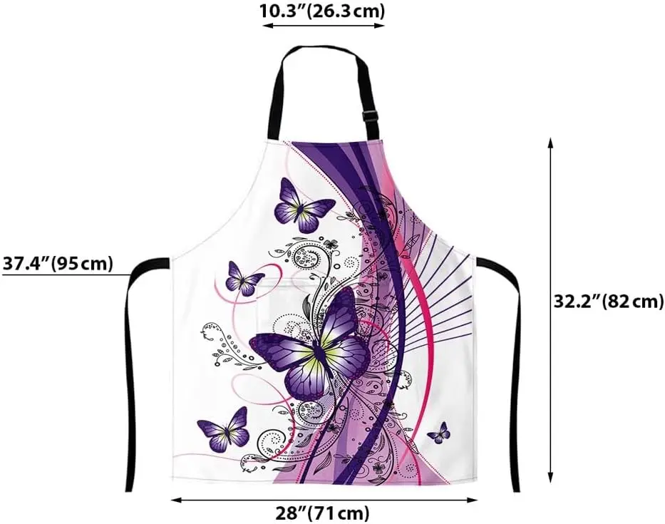 Adjustable Bib Apron with 2 Pockets Unisex Apron Machine Washable for Kitchen Cooking Restaurant BBQ Drawing