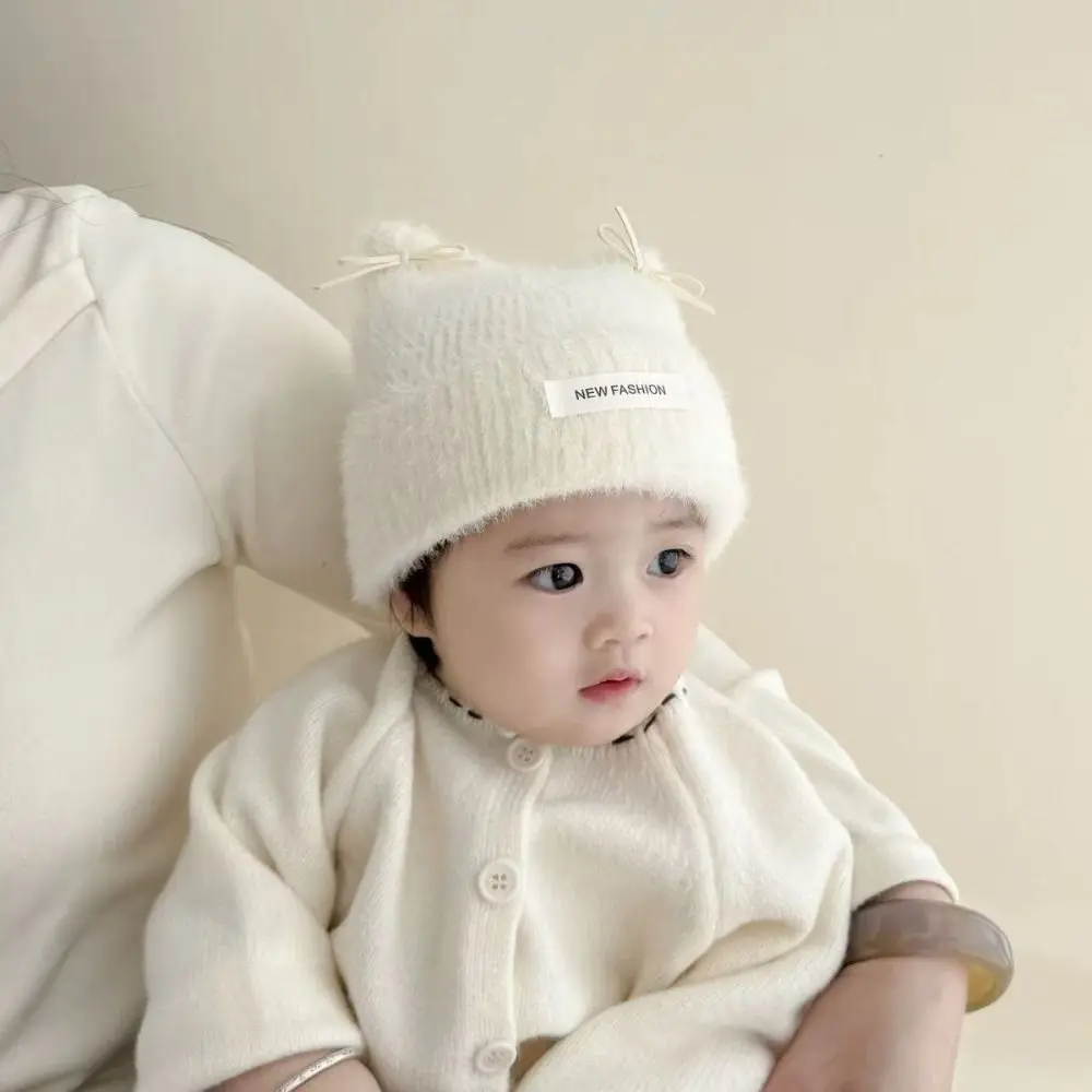 Fashion Knitted Baby Hat Soft Touch Horn Shape Knitted Beanie Warm Thick Stretchy Kids Cap Kids Casual Use