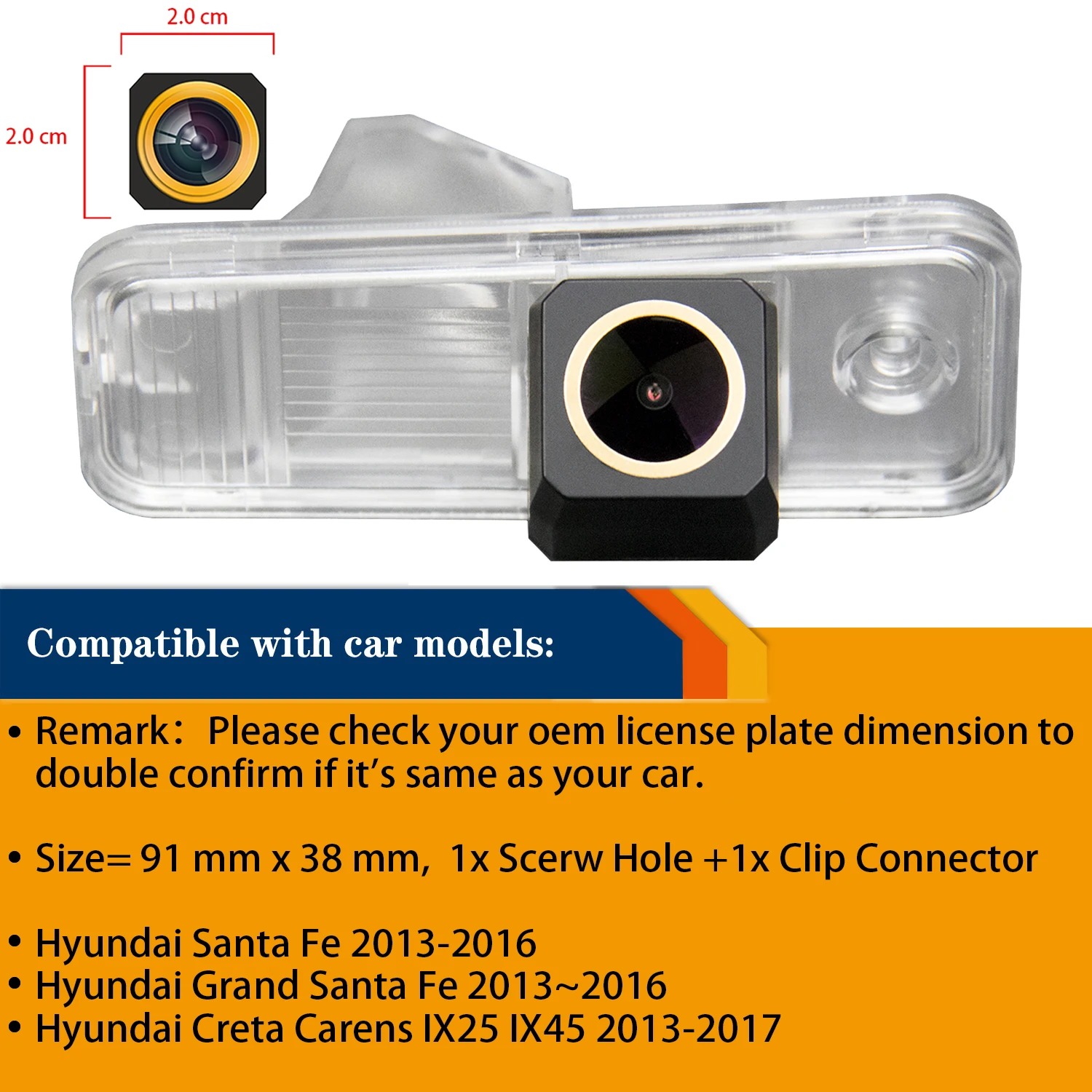 HD 1280*720P Rear View Reverse Backup Night Vision Golden Parking Camera for Hyundai Azera Creta IX35 25 45 Santa FE KIA Carens