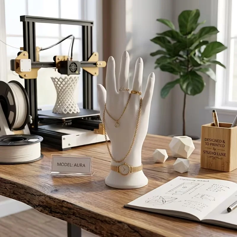 Realistic Hand-Shaped Jewelry Tray Display for Rings Necklaces Bracelets Light Luxury Desktop Accessory Storage Decor
