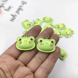 10pcs Kawaii Green Frog Floating Charms Resin Animals Pendant Flatback Keychain DIY Jewelry Making Findings C1450