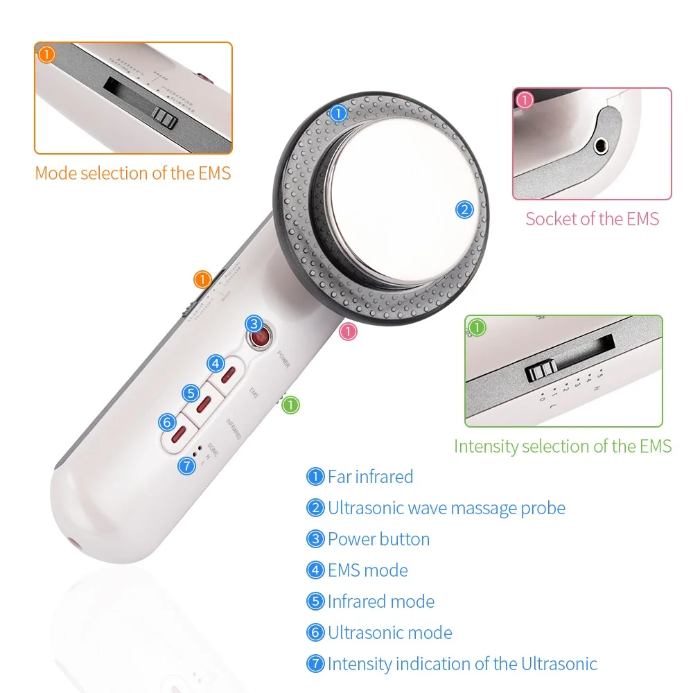 Ultrasound Cavitation Body SlimmingEMS Micro Current Massager Weight Loss Facial Lifting Beauty Device