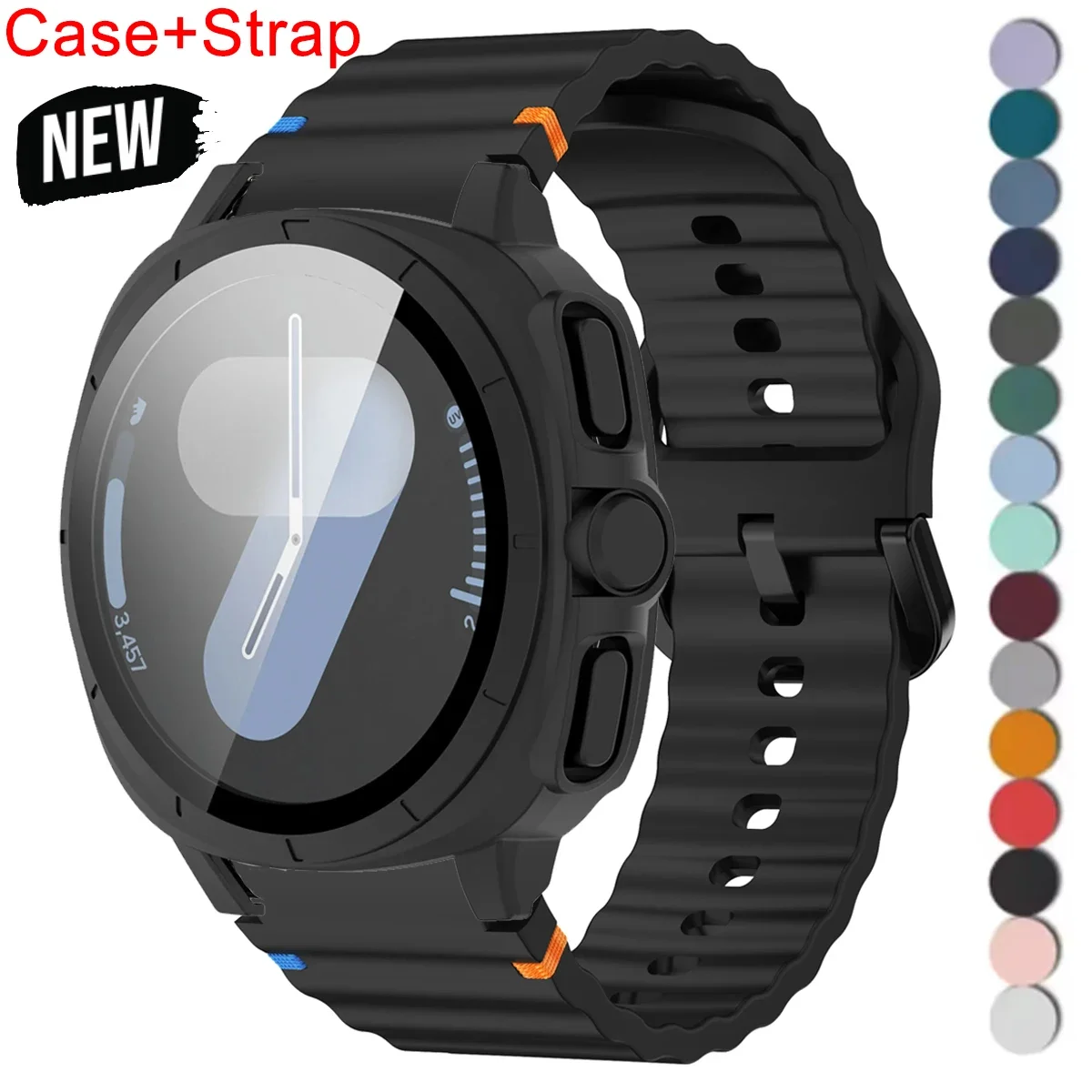 2-in-1 Case+Strap for Samsung Galaxy Watch 7 40mm 44mm Appearance Upgrade Ultra 47mm for Galaxy 7 Sports silicone Bracelet