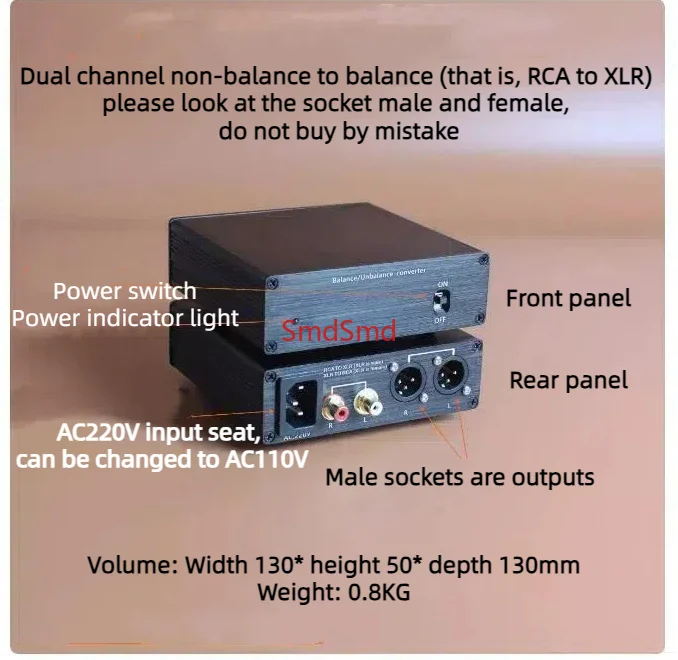 XLR Balanced to RCA Non-balanced /RCA Non-balanced to XLR Balanced/Dedicated IC or Audio Cow Converter