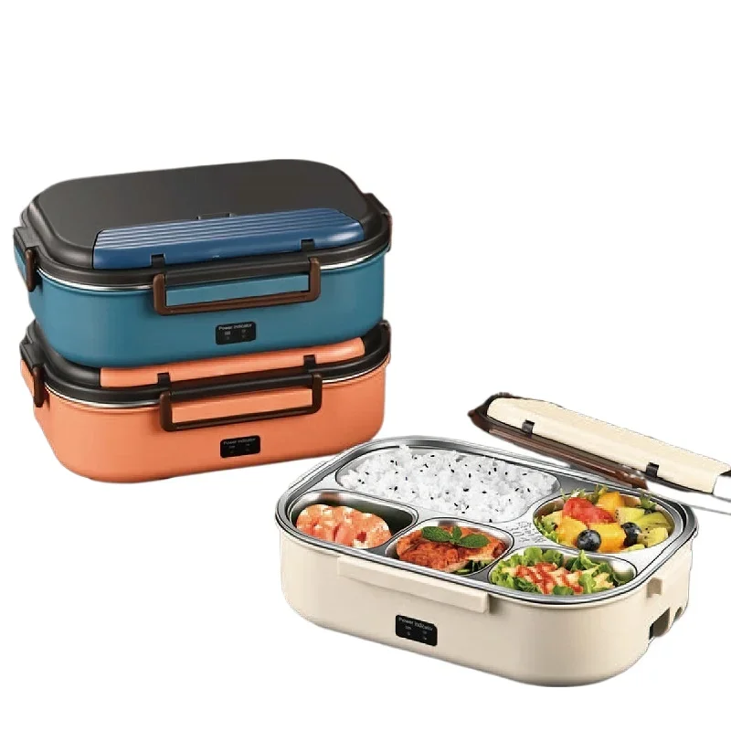 12V/220V Home Electric Lunch Box Portable 304 Stainless Steel Quick Food Heating Bento Lunch Box Car Keep Warm Lunch Box 1200ml