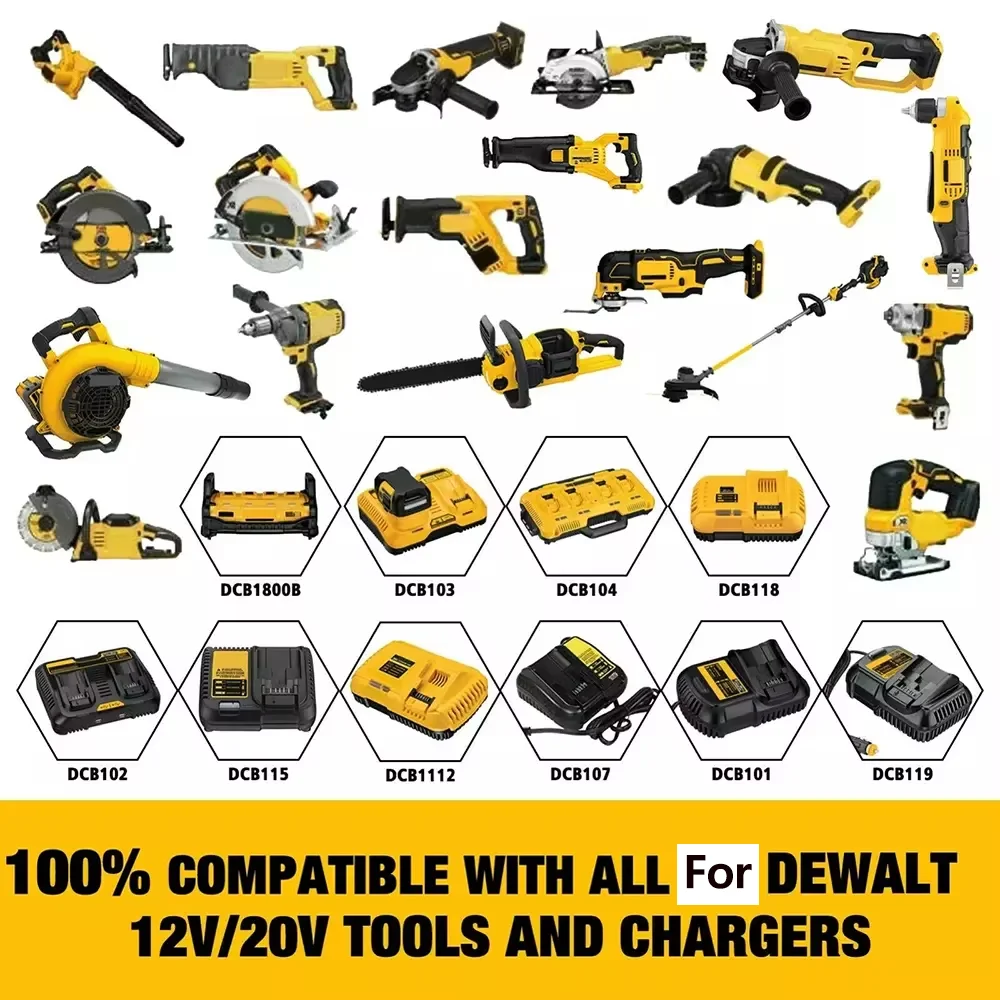 Новинка, 100% 8,0 Ач, 20 В для аккумулятора для электроинструмента Dewalt DCB206, 20 В, 8000 мАч, аккумулятор DCB206, 20 В, аккумулятор DCB200 DCB205 DCB184