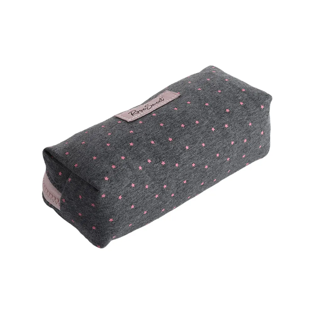 Large Capacity Korean Pencil Case High Beauty Grey Star Ins Style Pencil Case Portable Makeup Organizer Bags Cosmetic Organizer