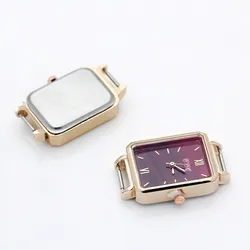 Diy Personality Rose Gold Small Rectangle Watch Header With Thin（10mm） Watchband Gradient Surface Watch Accessories Wholesale