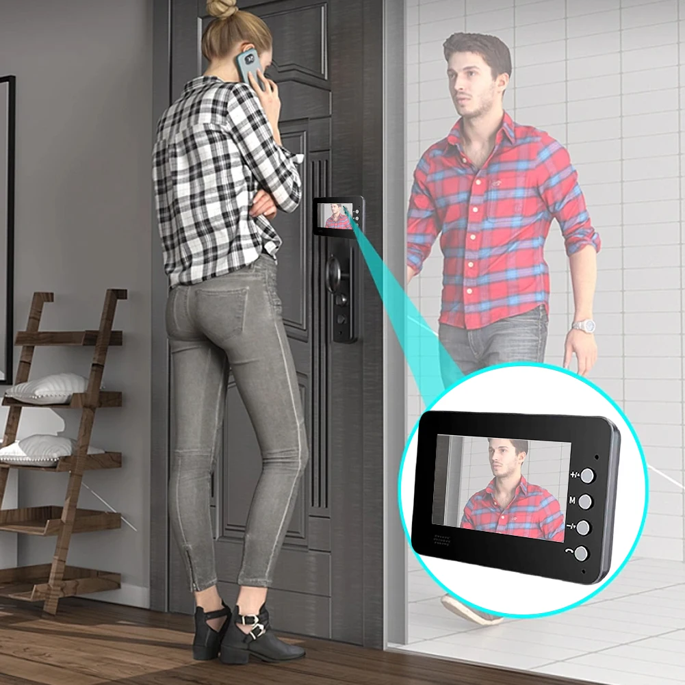 4,3-дюймовый IPS-экран, умный видеодомофон, 2-стороннее аудио, 2,4G, Wi-Fi, интеллектуальный видеодомофон, дверной звонок, инфракрасное ночное видение