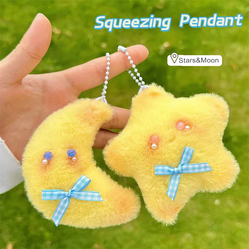 

Cute Plush Toy Stars Doll Squeak Keychain Fluffy Soft Stuffed Toy Backpack Bag Pendant Charms Adorkable Gift For Kids Girlfriend