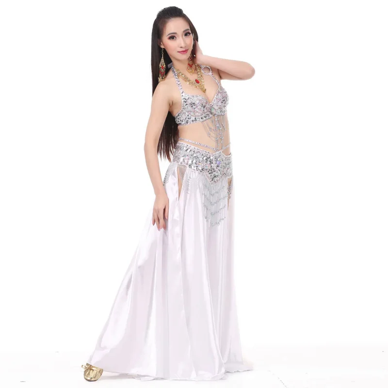 New style belly dance costume S/M/L 3PCs bra & belt & skirt sexy dancing women dance clothes set bellydance Indian wear vl-n55