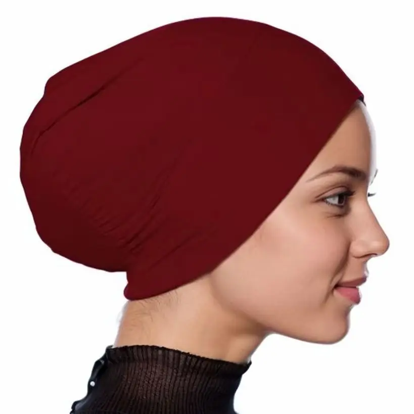 

Нижний шарф из модала, кепка ниндзя, мусульманская женская внутренняя шапка-хиджаб, тюрбан, эластичные шапочки, капот от выпадения волос, тюрбан, Mujer, головной платок