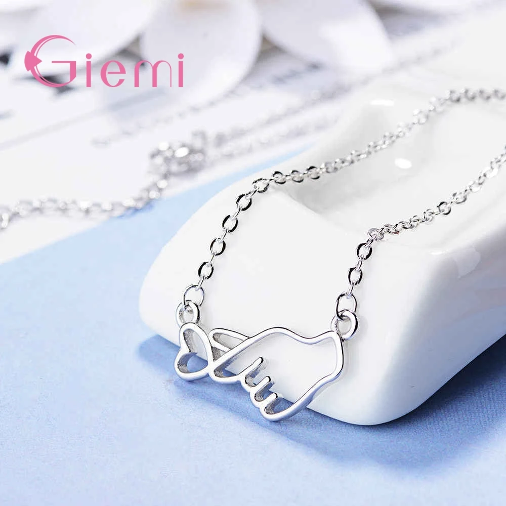 حقيقي 925 فضة لفتة القلب سلسلة الترقوة القلائد للنساء الفتيات الذكرى حفلة هدايا مجوهرات الأزياء