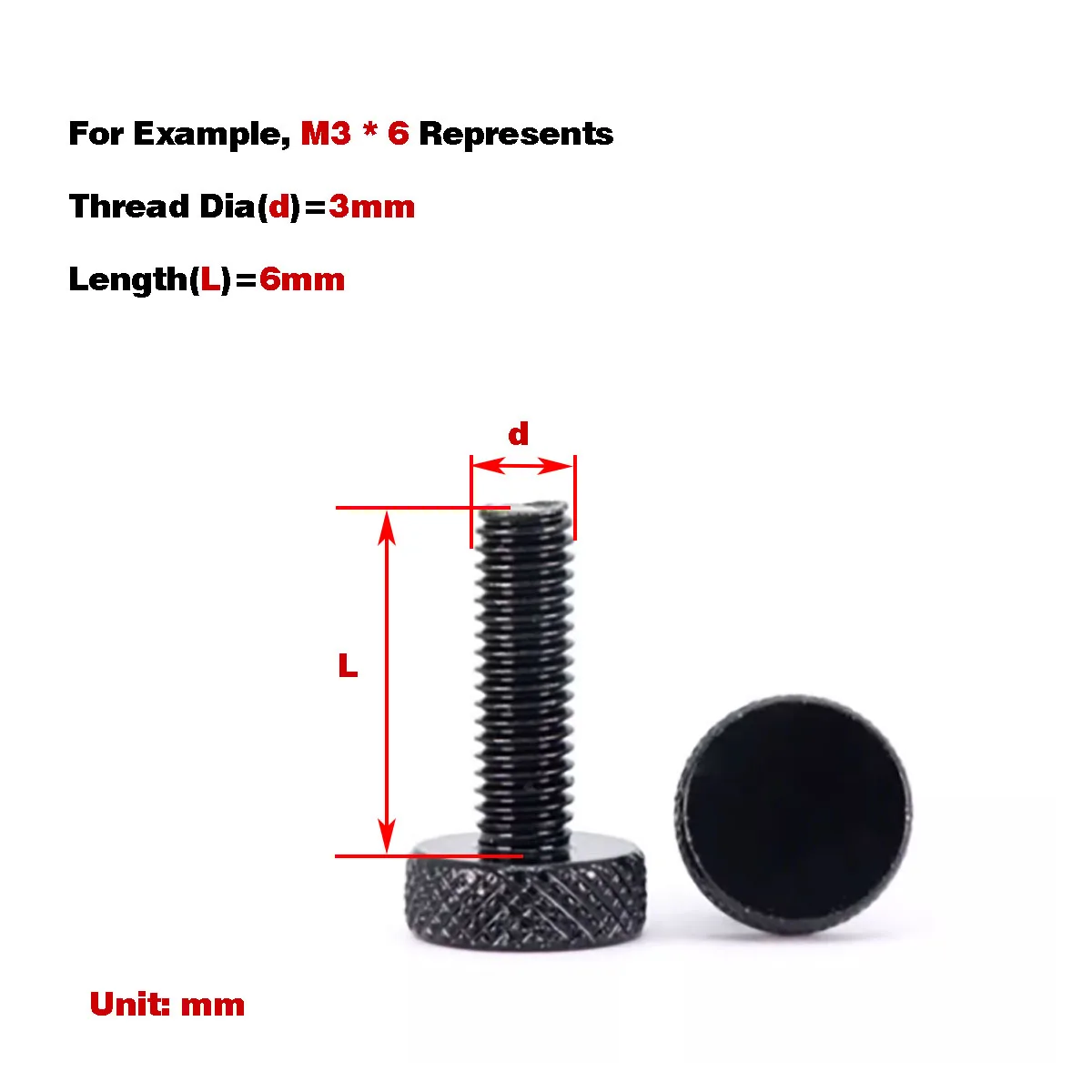 

Black Mesh Knurled Hand Screw / Advertising Flat Head Bolt M3-M8