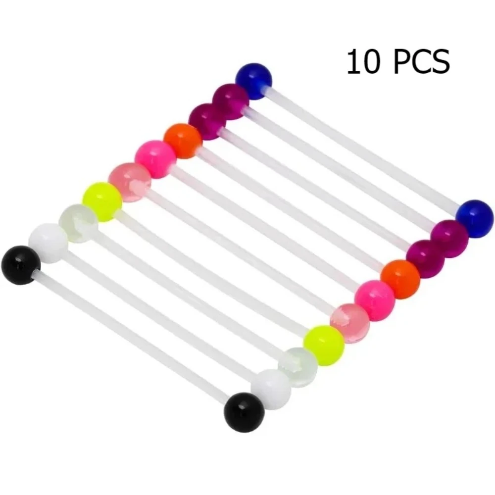 10 Pcs  Acrylic Industrial Barbell Ear Bridge 14G Ear Cartilage Earrings, Body Piercing Jewelry 38mm