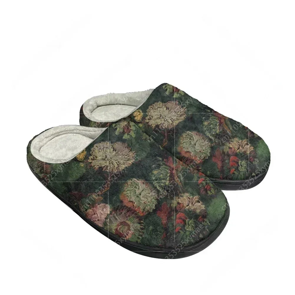 Hot Cartoon Van Gogh Fashion Cotton Custom Slippers Mens Women Teenager Plush Casual Keep Warm Shoes Thermal Comfortable Slipper