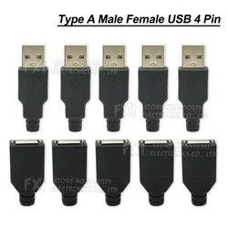 5 pz/lotto tipo A maschio femmina USB 4 Pin presa connettore ibuw con copertura in plastica nera tipo-A Kit 4 P fai da te nuovo