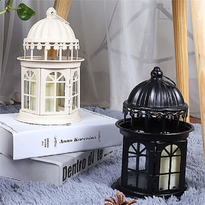 Castiçal vintage, lâmpada de vento ao ar livre para chão de pátio, ornamento de lanterna de casamento, castiçal sem vela, fácil instalação