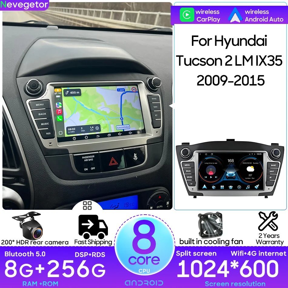 

Для Hyundai Tucson 2 LM IX35 2009 Автомобильный мультимедийный плеер Видеоплеер Навигация CarPlay GPS Android Авто Радио Стерео