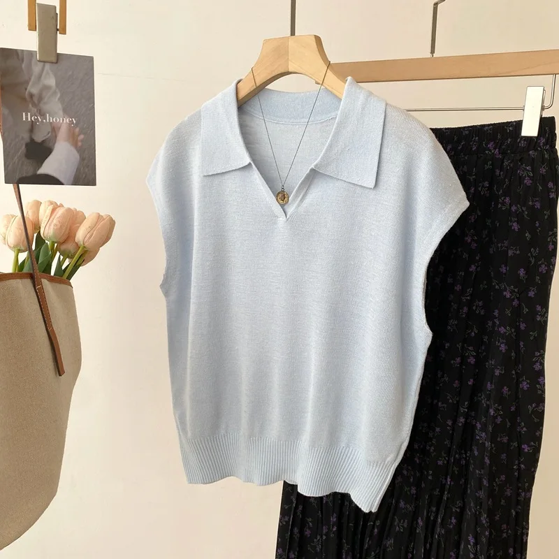 

Dave&di New Summer Collection: Shoulder-cropped Sleeve Colorful Flax Knit Sweater Solid Color Short Sleeve Top