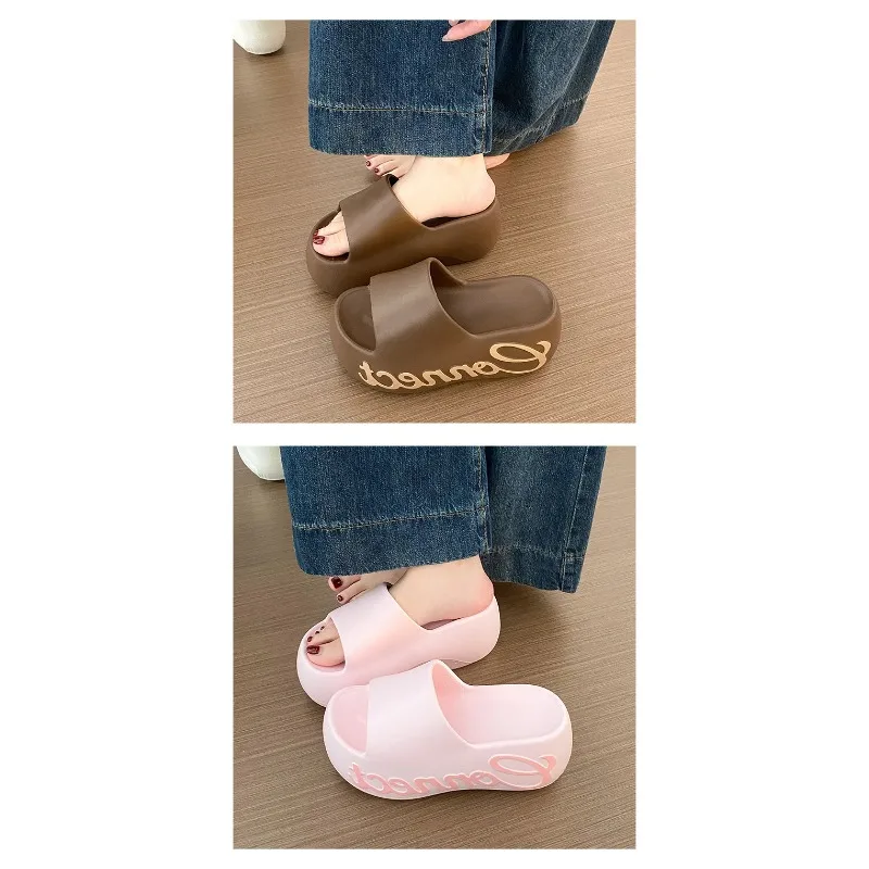 EVA Thick Heel Women's Sandals Summer Fashion Outdoor Beach Sandals Slip-On Breathable Waterproof Anti-Slip Quiet Grape Particle