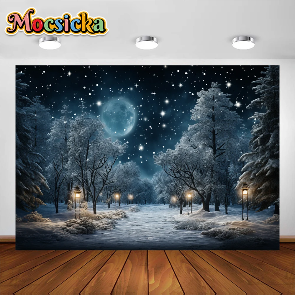 Mocsicka Christmas Dream Castle Background Xmas Tree Children Baby Portrait Indoor Photography Backdrop Decoration Studio Banner