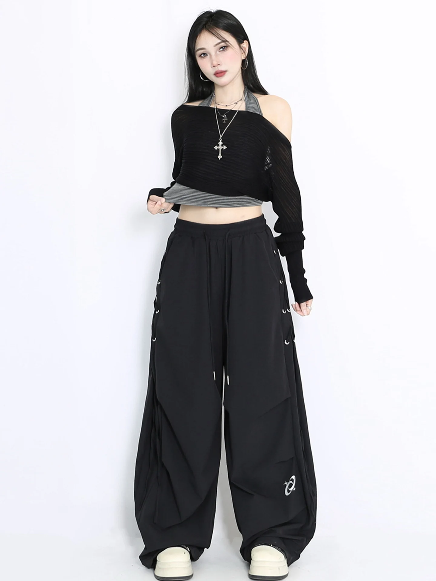 Street Dance Design Sensation Hip Hop Women's Summer Dstring Slimming Banana Sports Pants Qui Dry Straight Leg High Waist