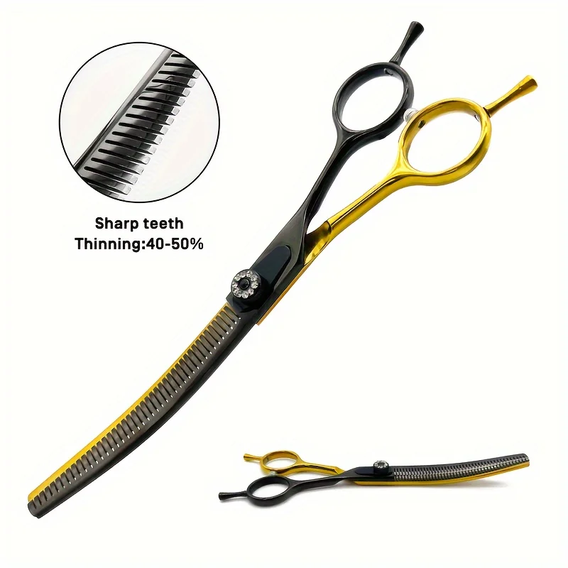 7.0 Inch Pet Curved Thinning Scissors dog Curved Chunking Scissors kit for pet Grooming