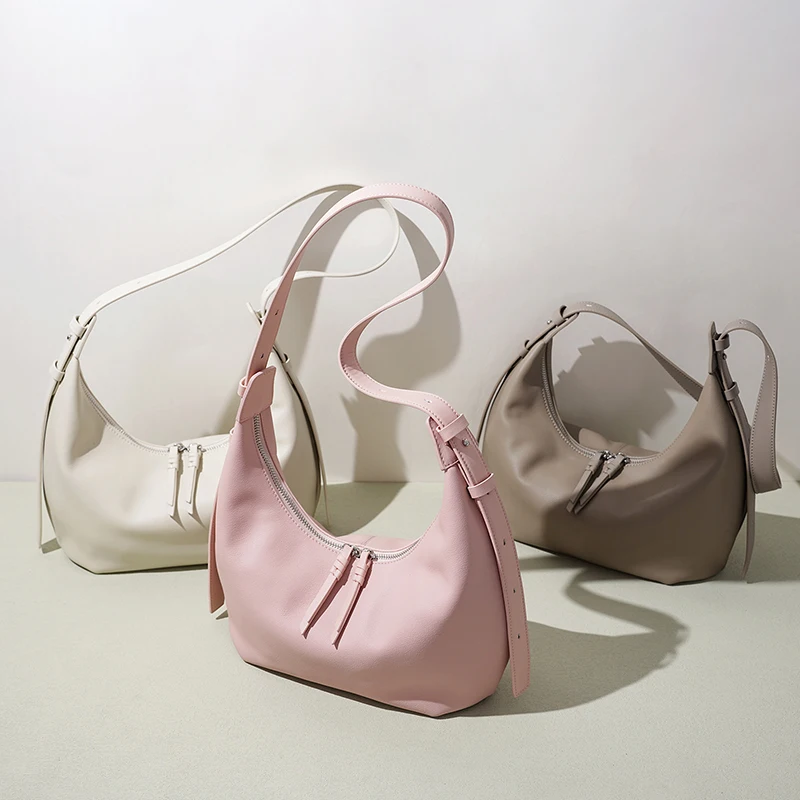 Early Spring Collection Top Grain Leather Crossbody Bag Minimalist Unique Design Premium Shoulder Bag Women Versatile Handbag
