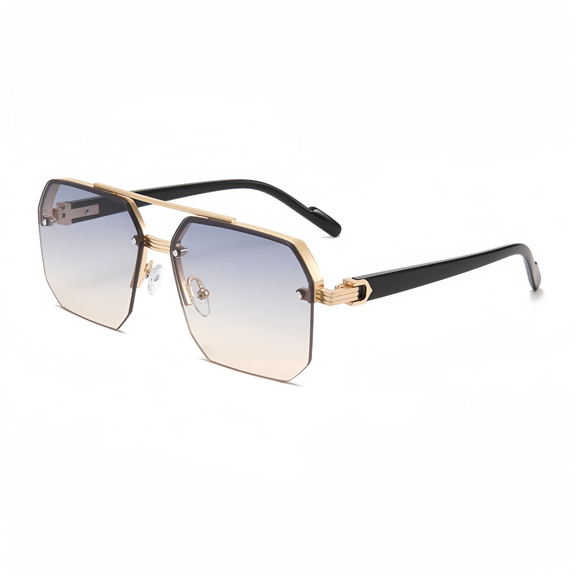 Retro Oversized Aviator Sunglasses 3 Pack Semi Rimless UV Protection Unisex 3PK Mens Womens Oversized Unisex Retro Aviator Sunglasses  main image 2