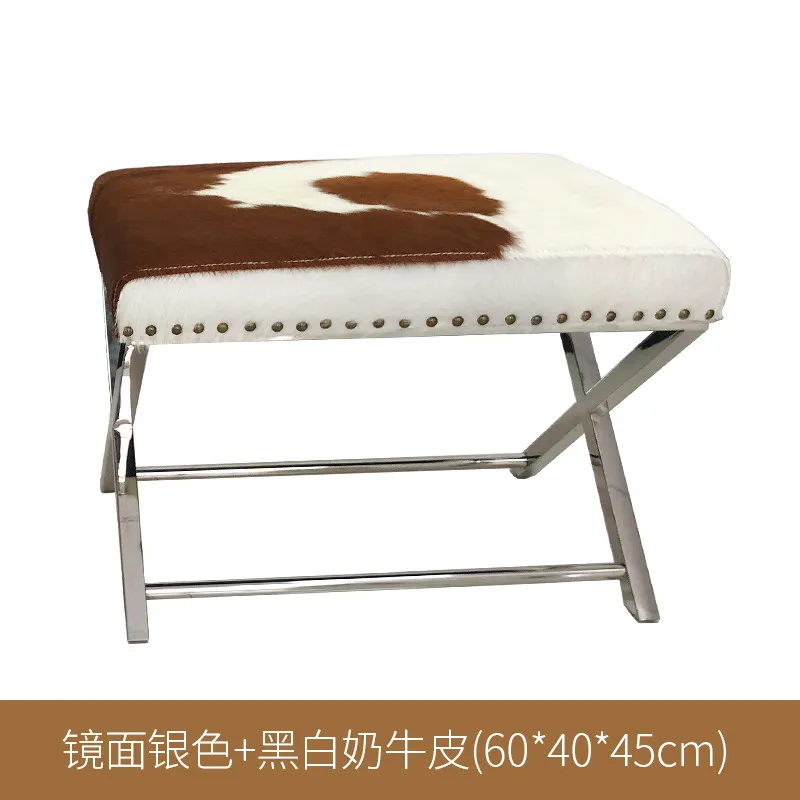 Light luxury long bedside stool  style fashionable and comfortable stainless steel makeup stool entry door