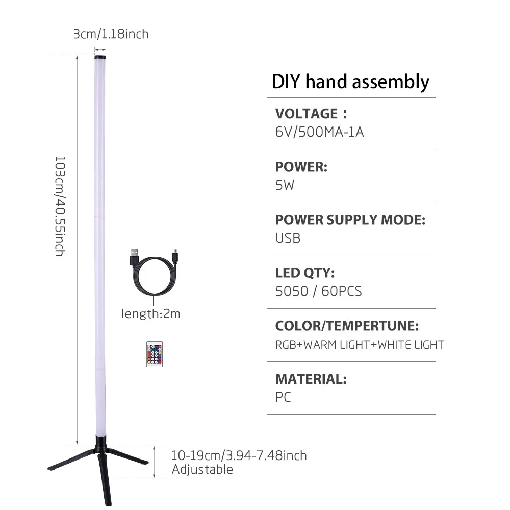 Imagem -06 - Levou a Lâmpada do Assoalho Rgb Mais ww Mais cw para a Decoração da Sala Fonte de Alimentação Usb Luz Atmosfera Estilo Nórdico