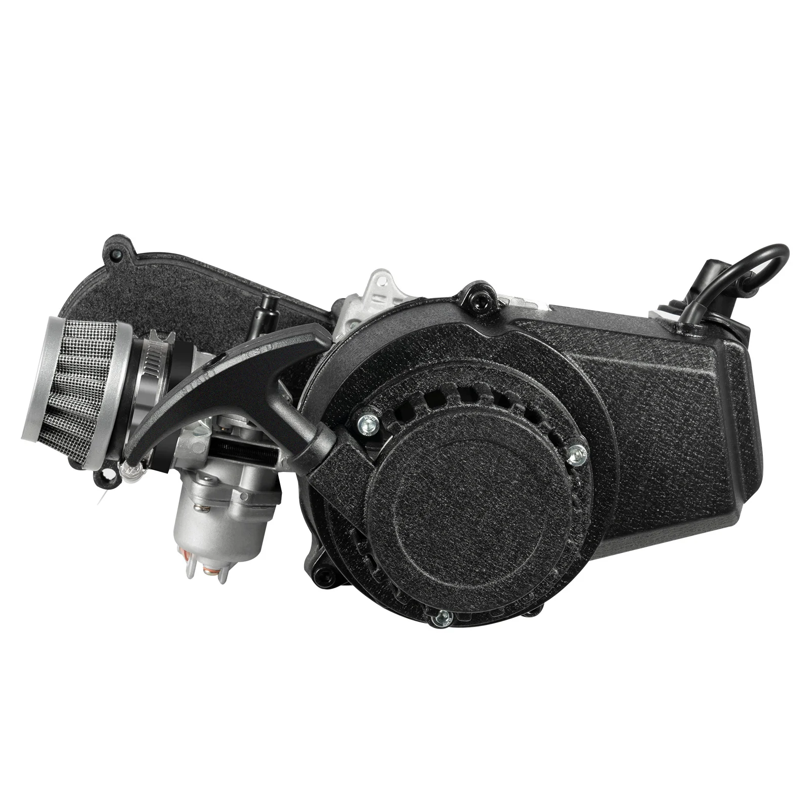 

49.85cc 2-тактный двигатель, комплект моторного двигателя, рычаг переключения передач T8f, цепной велосипедный бензиновый двигатель, комплект двигателя с воздушным охлаждением, велосипед для грязи, квадроцикл, черный