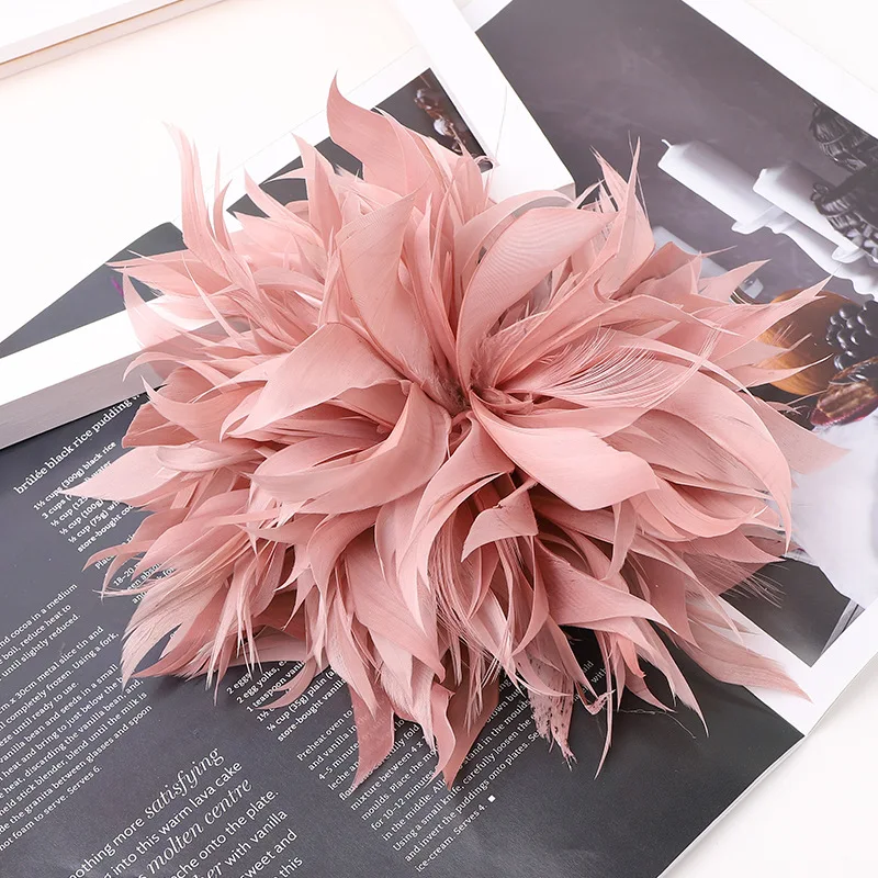 18CM Koreanische Feder Corsage Broschen für Frauen Elegante Blume Anstecknadeln Hochzeit Abzeichen Mode Schmuck Zubehör – Detail 3