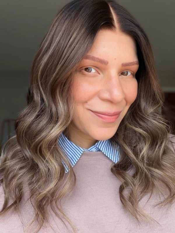 16 Inches Ombre Dark Brown Synthetic Lace Front Wig Realistic Natural Looking Wigs For Women 13*4 Glueless Loose Deep Wave Hair