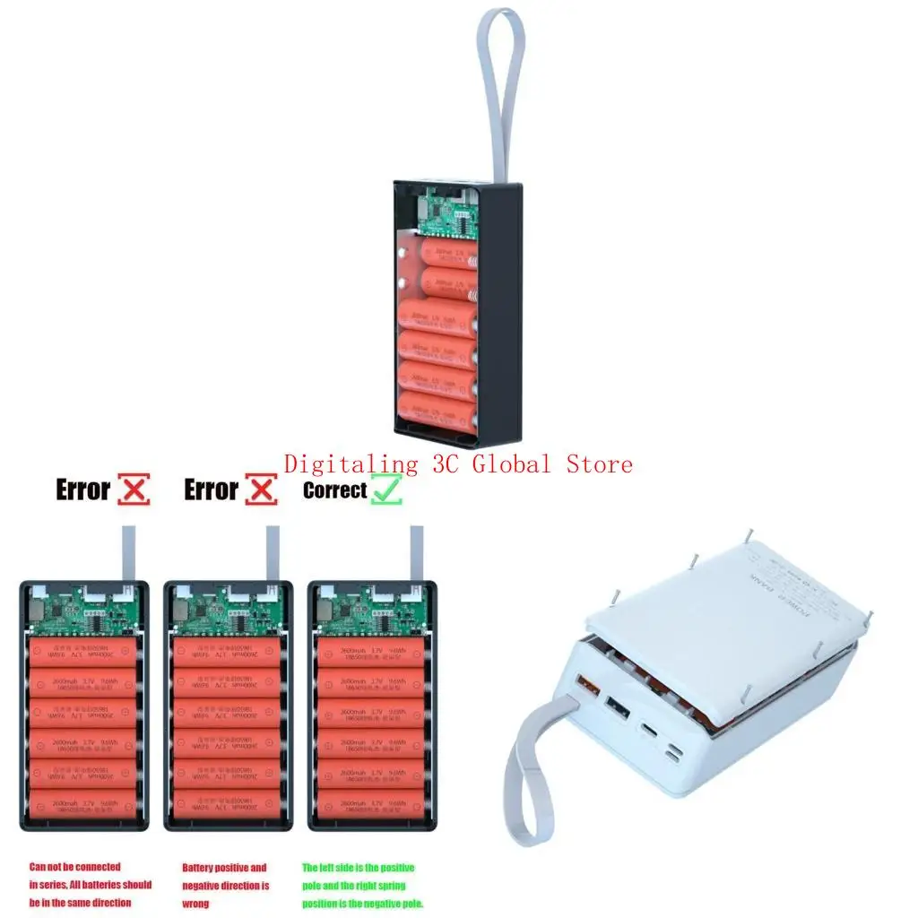 QC3.0 PD 12x18650 Battery for Case LCD Display 5W/10W Wireless Charging Box for
